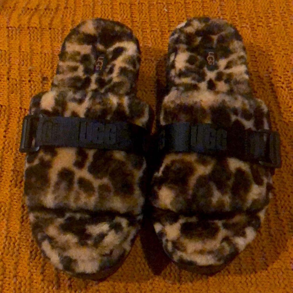 Ugg Fluffita Fuzzy Cheetah platform Slippers EUR 41 USA 10